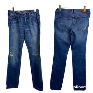 Madewell Straight Distressed Jeans Womens Size 28 Blue Denim Pants